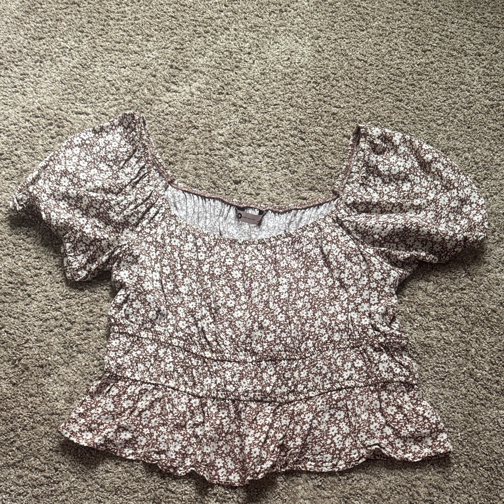 Elegant Floral Puff Sleeve Blouse